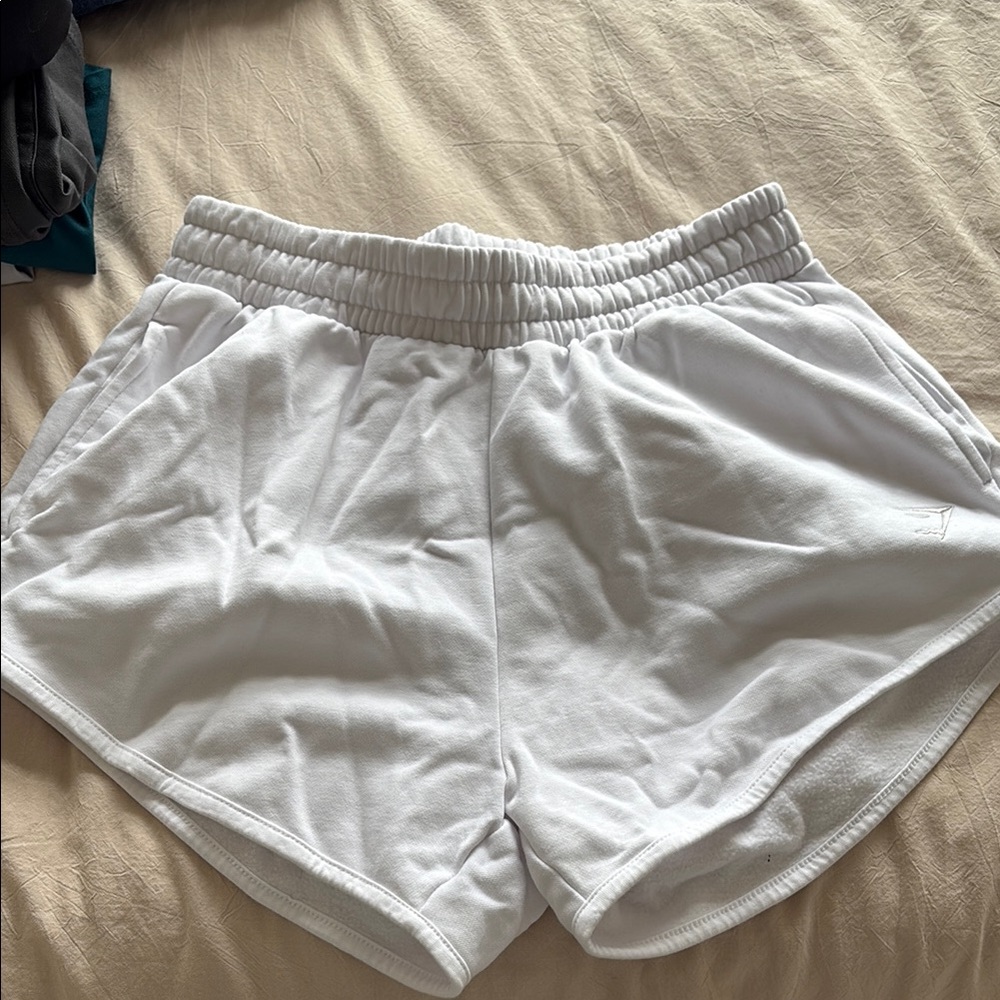 Gymshark High Waist White Shorts Lightweight Athletic Wear
